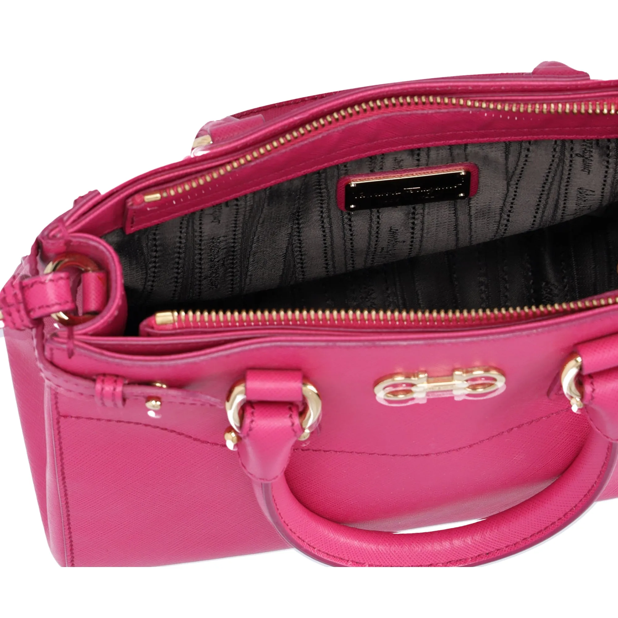 Salvatore Ferragamo Beky Tote Shoulder Bag Saffiano Leather Small Fuschia Pink sold by Gaby's Bags product image thumbnail 2