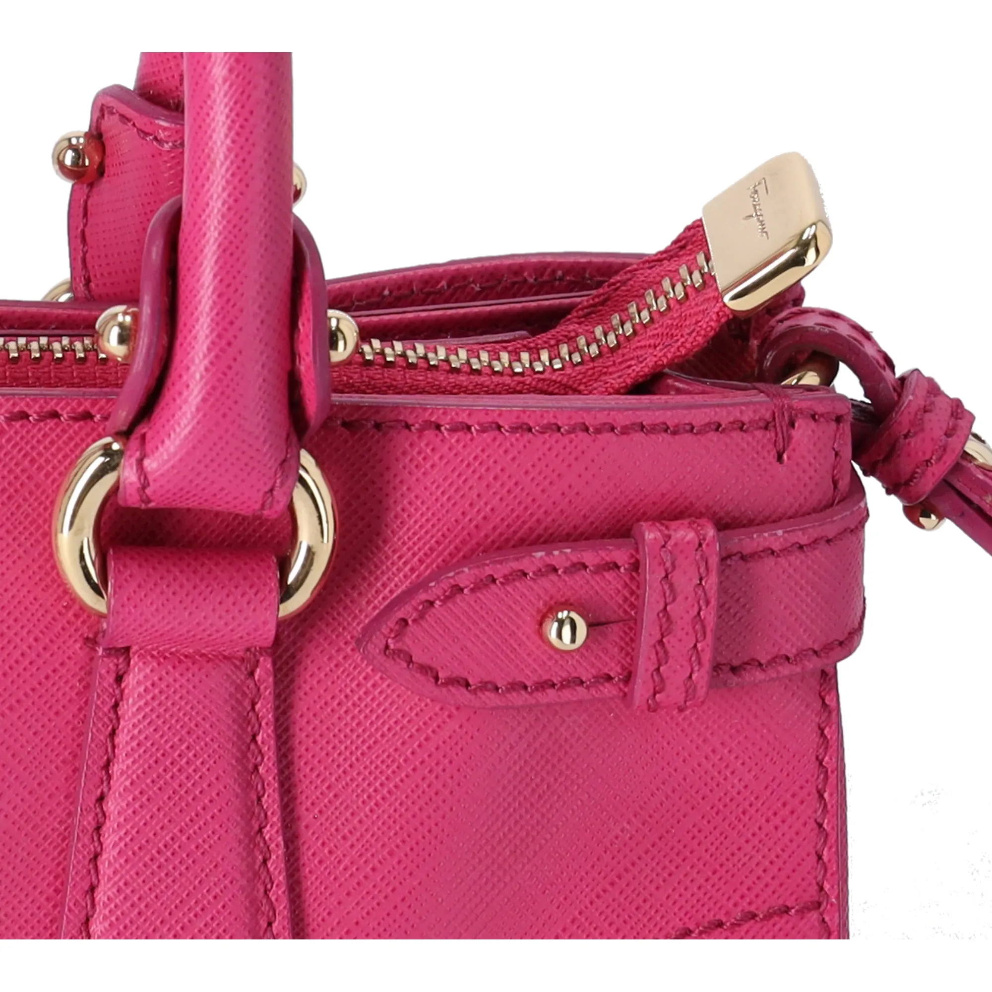 Salvatore Ferragamo Beky Tote Shoulder Bag Saffiano Leather Small Fuschia Pink sold by Gaby's Bags product image thumbnail 3