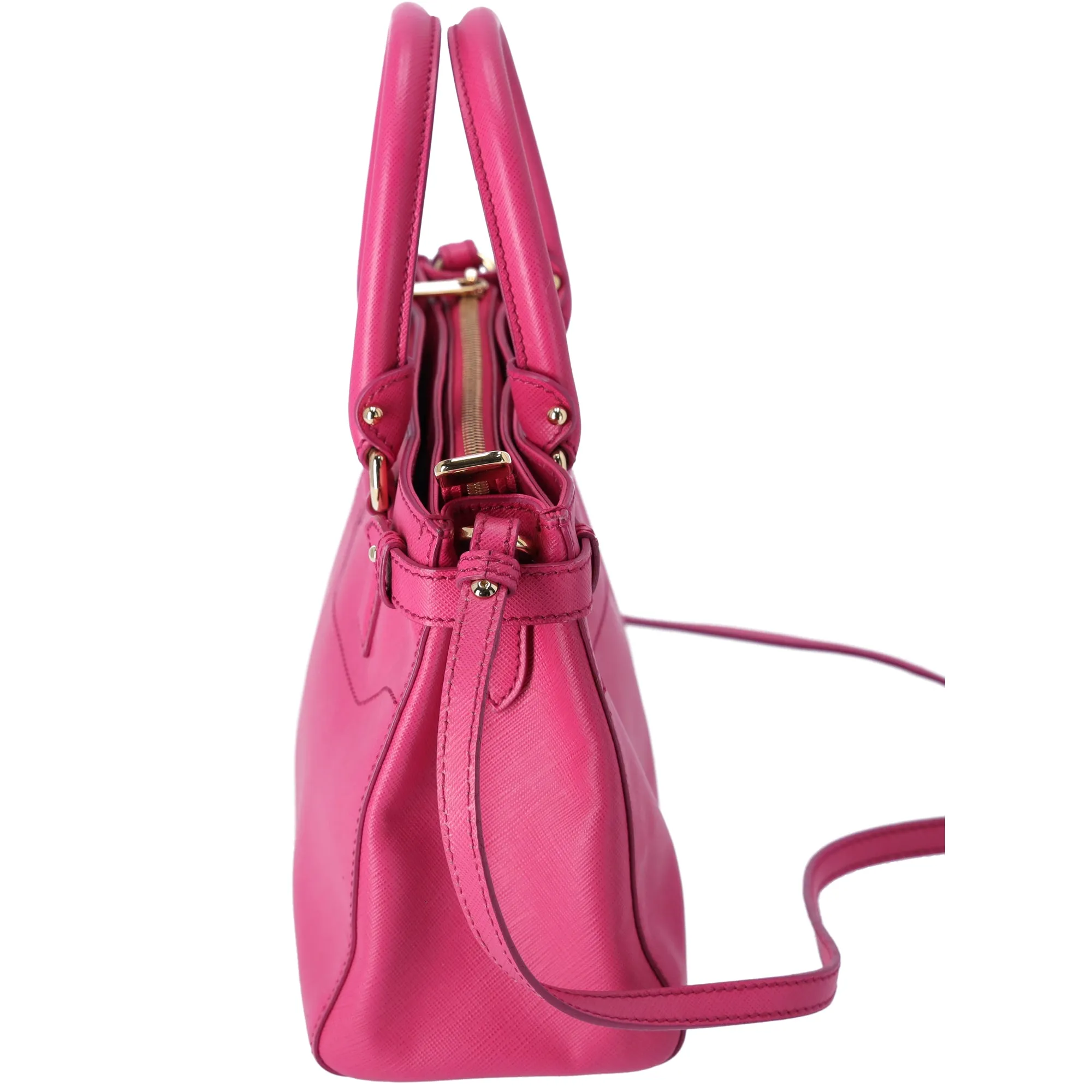 Salvatore Ferragamo Beky Tote Shoulder Bag Saffiano Leather Small Fuschia Pink sold by Gaby's Bags product image thumbnail 4