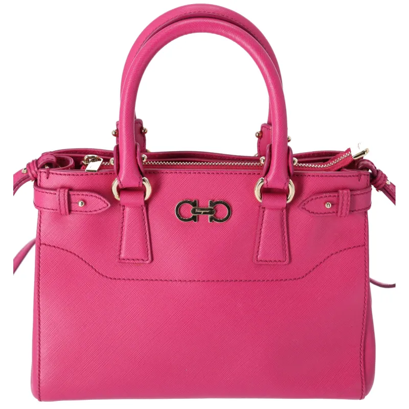 Salvatore Ferragamo Beky Tote Shoulder Bag Saffiano Leather Small Fuschia Pink made by Salvatore Ferragamo