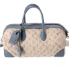 Louis Vuitton Speedy Round GM Monogram Denim Handbag M40705 Beige Blue Gray sold by Gaby's Bags