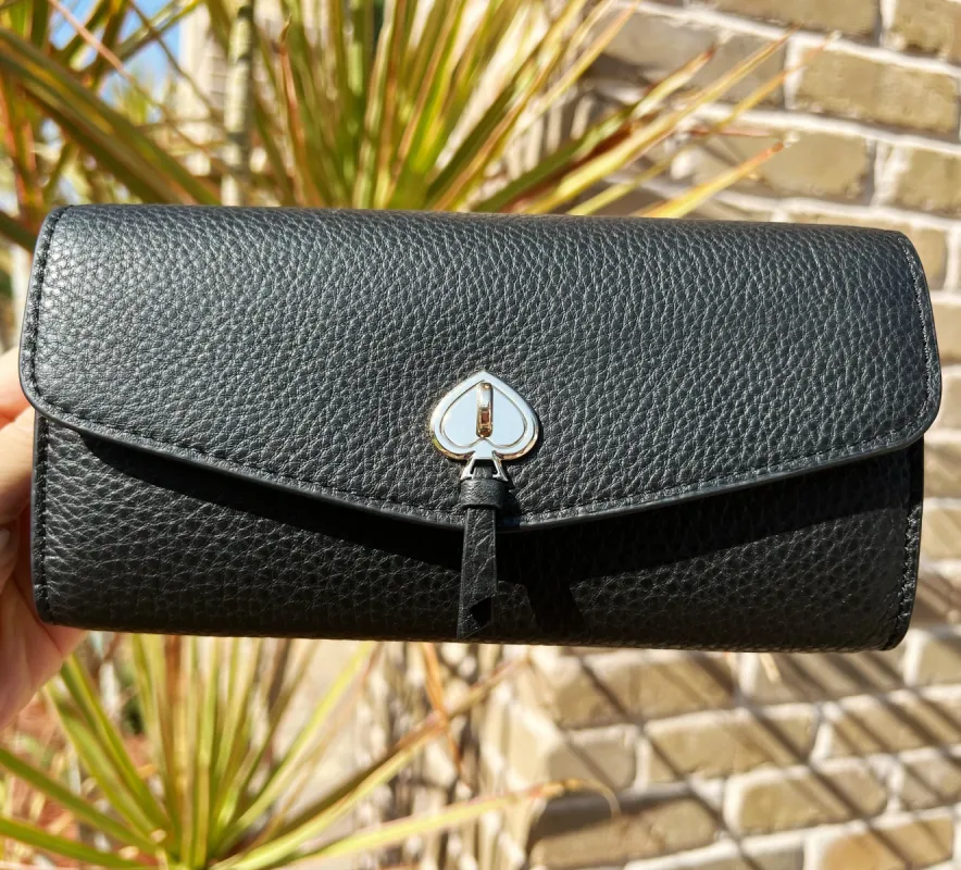 Kate Spade New York Marti Large Pebbled Leather Slim Flap Wallet Black made by Kate Spade