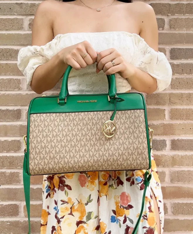 Michael Kors JetSet Travel Medium DuffleBag Satchel PalmettoGreen SandMK made by Michael Kors