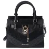 Michael Kors Hamilton Small Satchel Crossbody Exotic MK Black Signature sold by Gaby's Bags