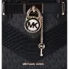 Michael Kors Hamilton Small Satchel Crossbody Exotic MK Black Signature sold by Gaby's Bags