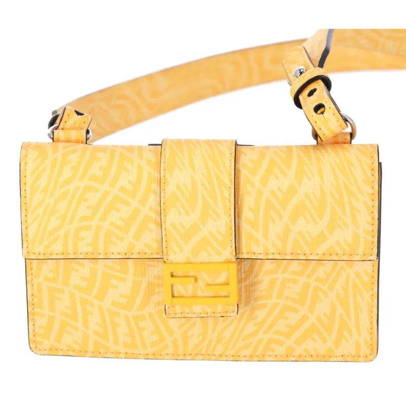Fendi x Sarah Coleman Mimosa Canvas FF Vertigo Baguette Belt Pouch Yellow sold by Gaby's Bags