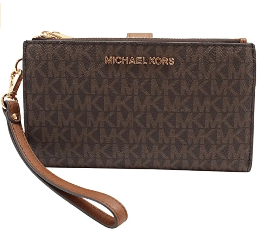 Michael Kors JetSet Double Zip Wristlet PhoneWallet Brown sold by Gaby's Bags