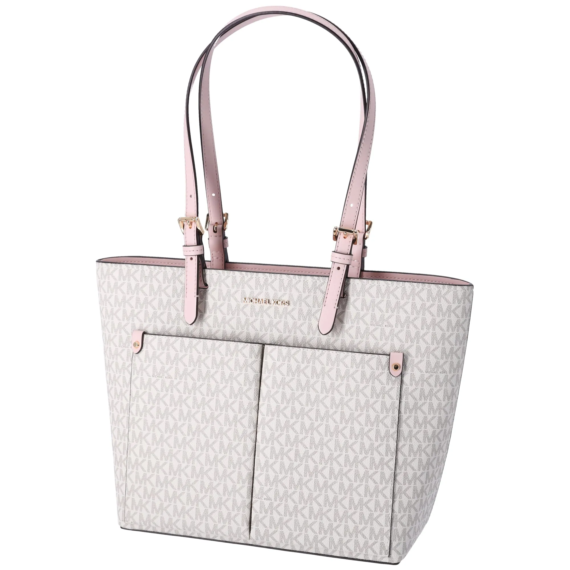 Michael Kors Jet Set Travel Medium Double Pocket Tote Vanilla MK Blush Pink sold by Gaby's Bags product image thumbnail 5