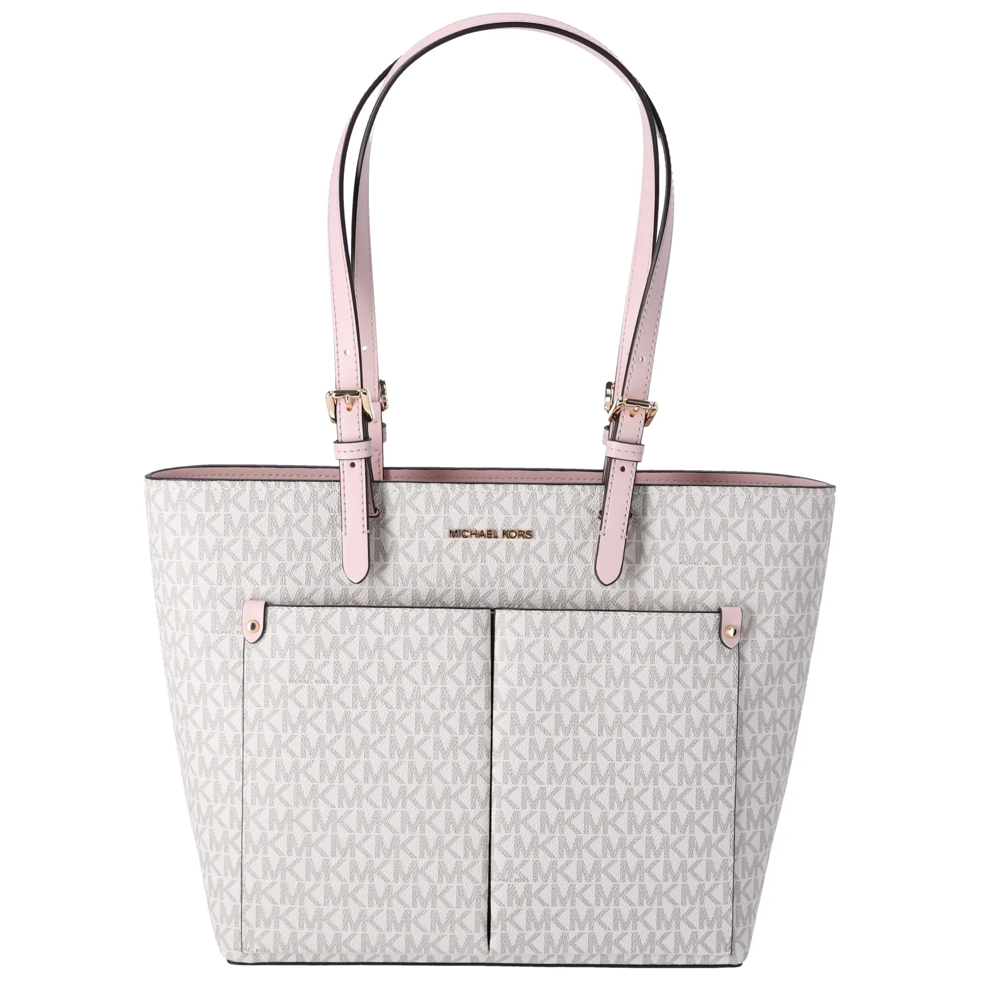 Michael Kors Jet Set Travel Medium Double Pocket Tote Vanilla MK Blush Pink sold by Gaby's Bags product image thumbnail 2