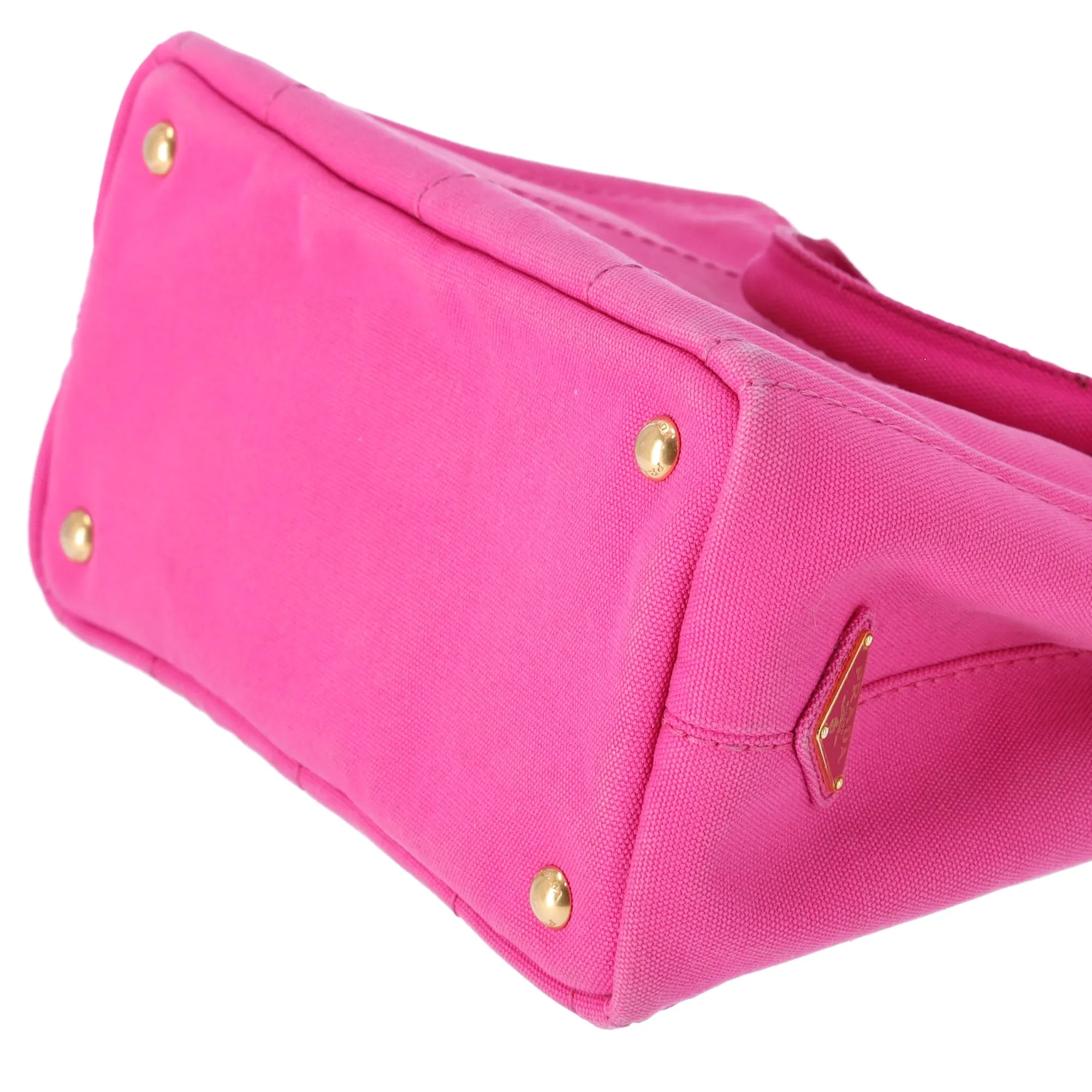 PRADA Canapa Small Canvas Tote Bag Pink Logo sold by Gaby's Bags product image thumbnail 4