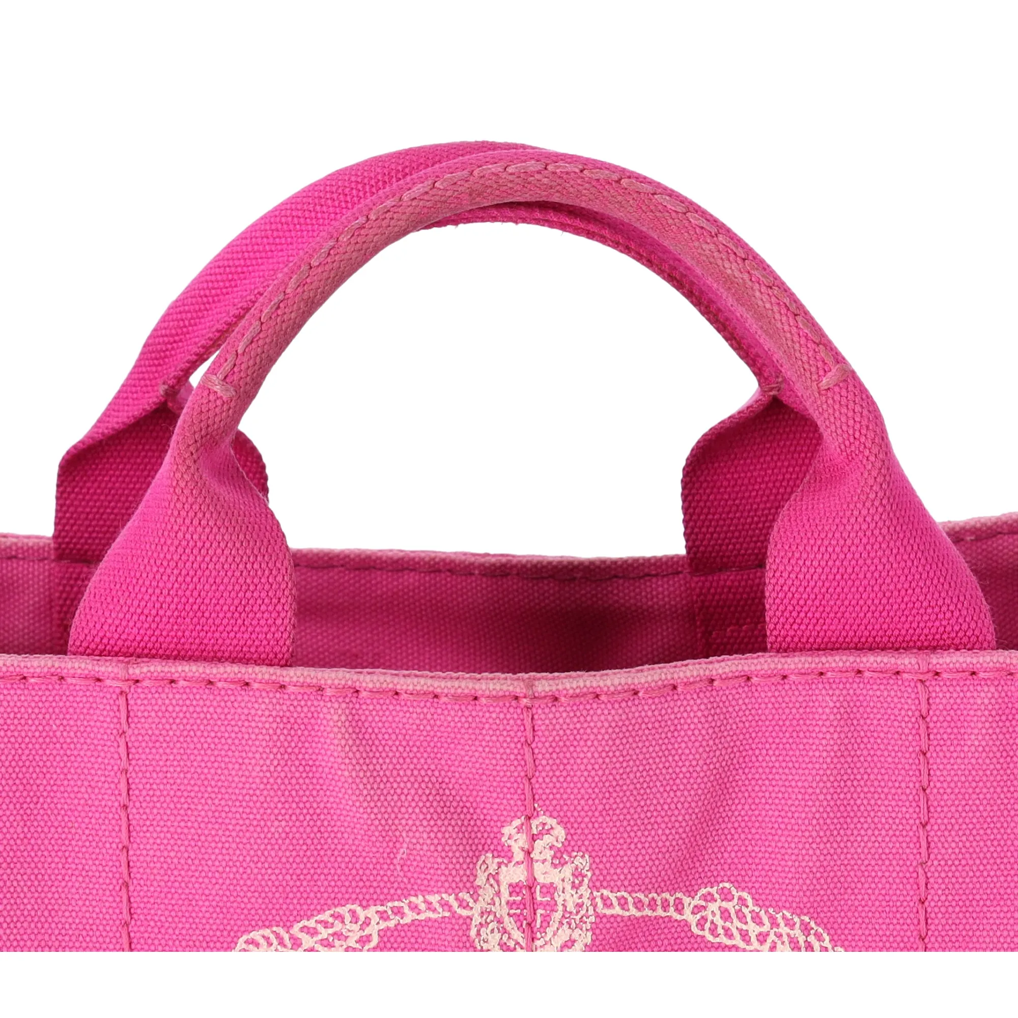 PRADA Canapa Small Canvas Tote Bag Pink Logo sold by Gaby's Bags product image thumbnail 3