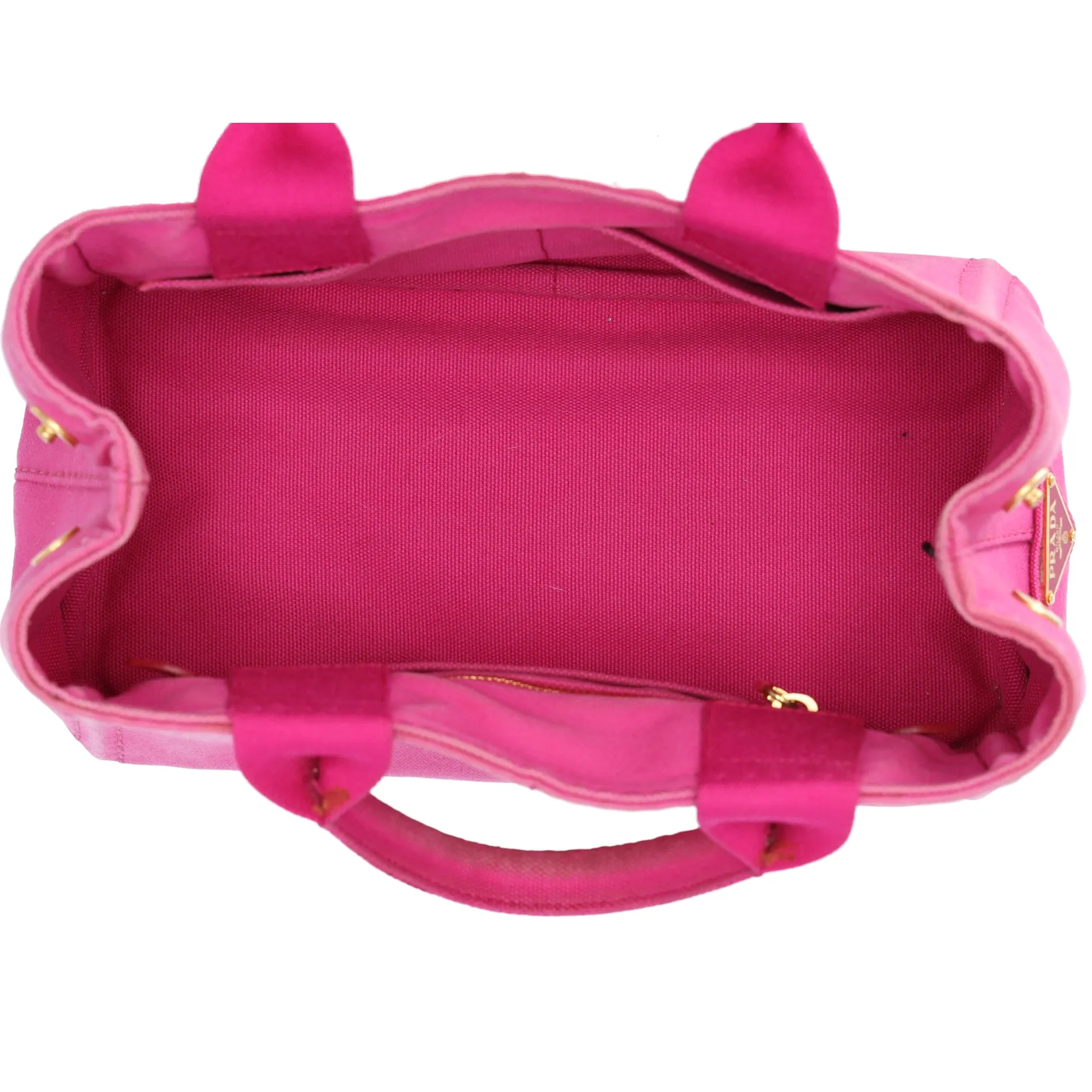 PRADA Canapa Small Canvas Tote Bag Pink Logo sold by Gaby's Bags product image thumbnail 5