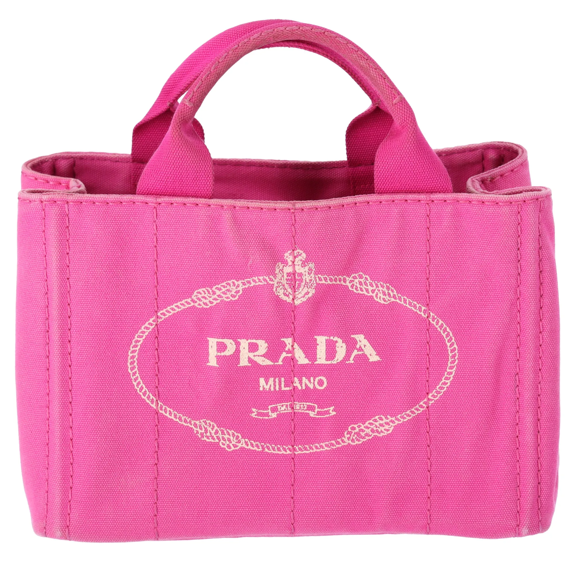 PRADA Canapa Small Canvas Tote Bag Pink Logo sold by Gaby's Bags