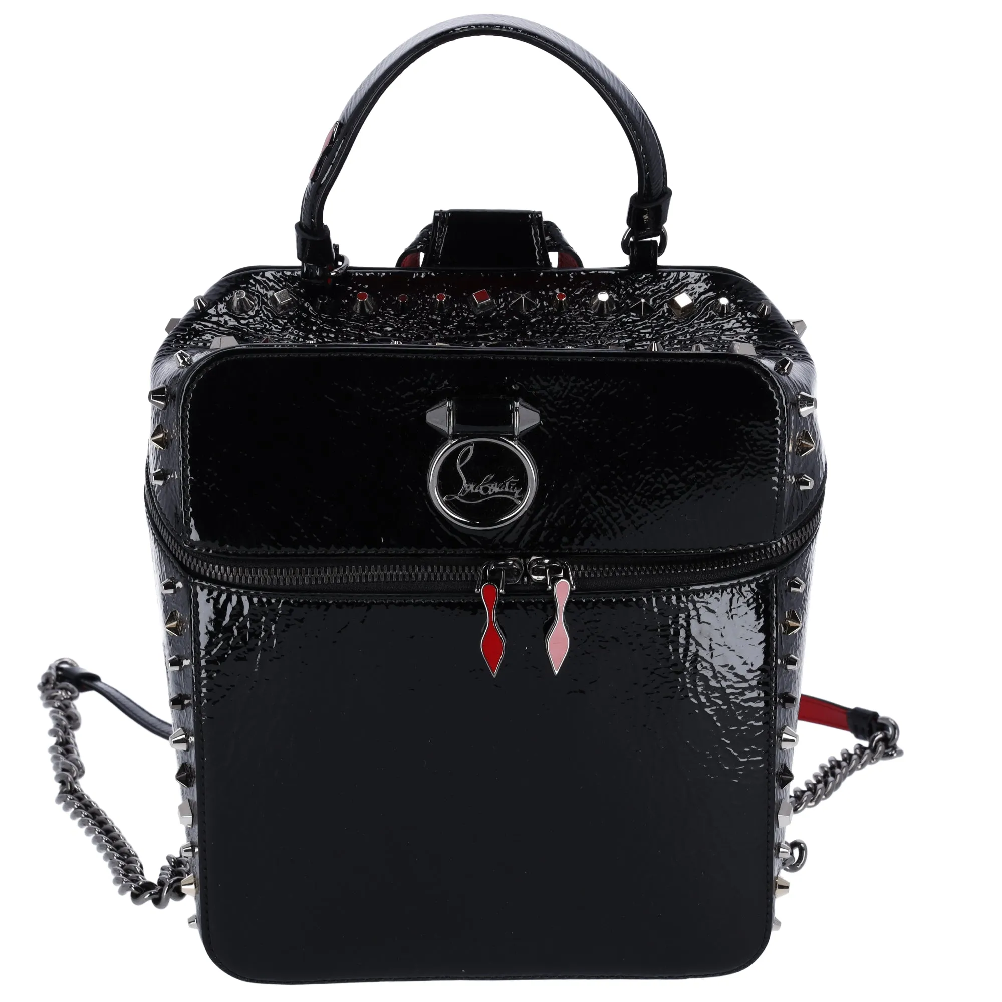 Christian Louboutin Textured Patent Calfskin Rubylou Backpack Black sold by Gaby's Bags