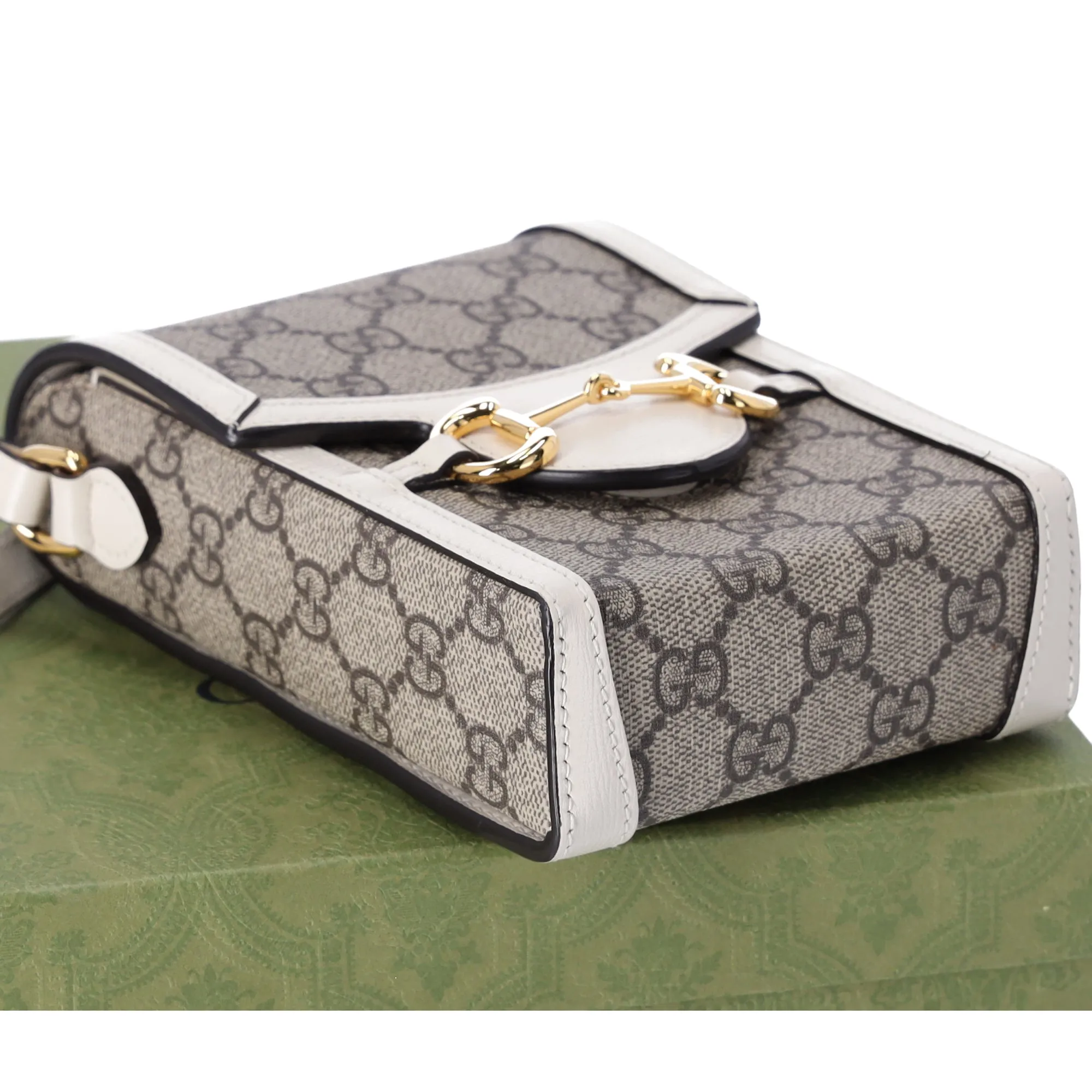GUCCI GG Supreme Mini Horsebit 1955 Phone Crossbody Bag Beige Ebony sold by Gaby's Bags product image thumbnail 4