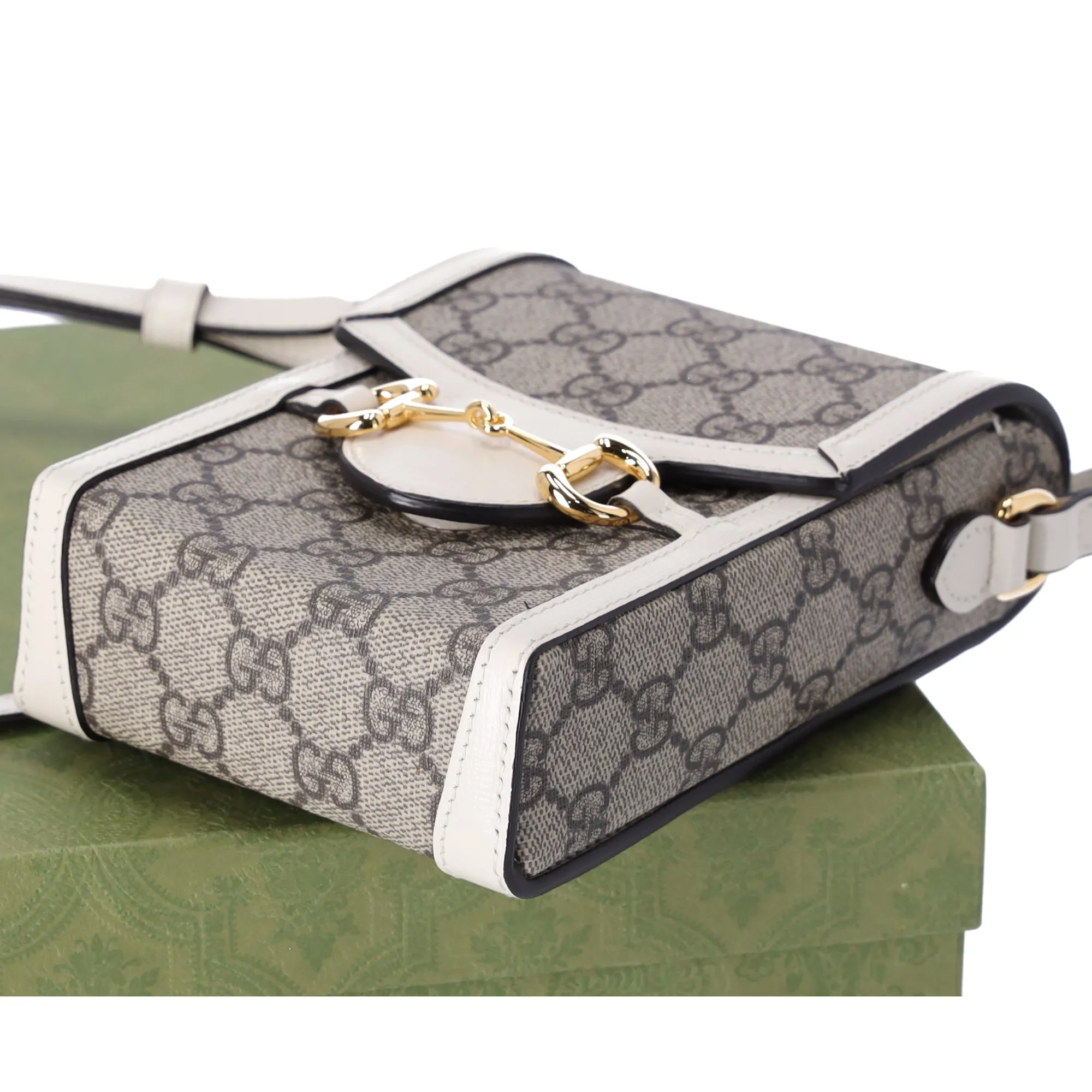 GUCCI GG Supreme Mini Horsebit 1955 Phone Crossbody Bag Beige Ebony sold by Gaby's Bags product image thumbnail 5