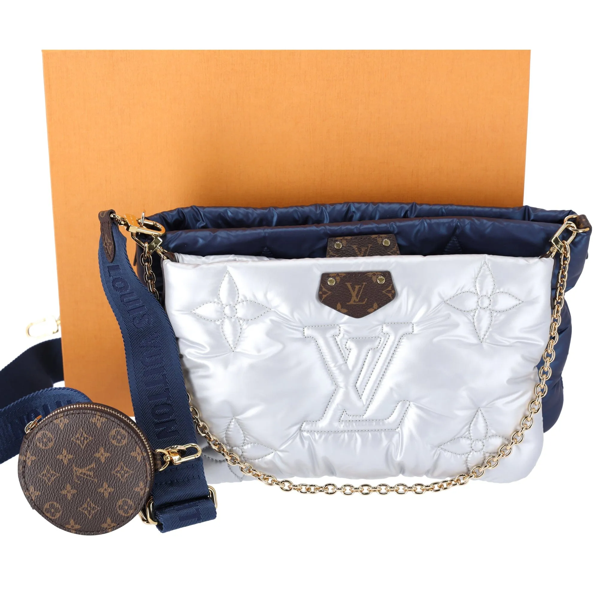 Louis Vuitton Maxi Multi Pochette Accessoires Pillow Shoulder Bag Silver Blue sold by Gaby's Bags