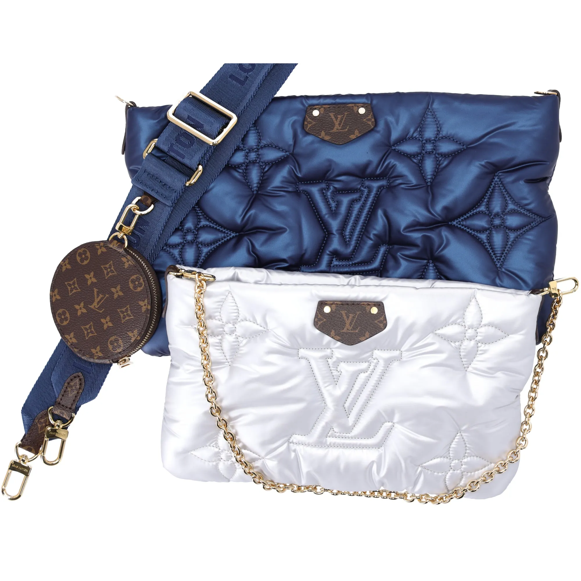 Louis Vuitton Maxi Multi Pochette Accessoires Pillow Shoulder Bag Silver Blue sold by Gaby's Bags product image thumbnail 2