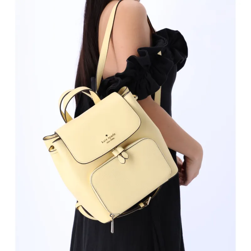 Kate Spade Kristi Refined Grain Leather Medium Flap Backpack Butter Yellow sold by Gaby's Bags
