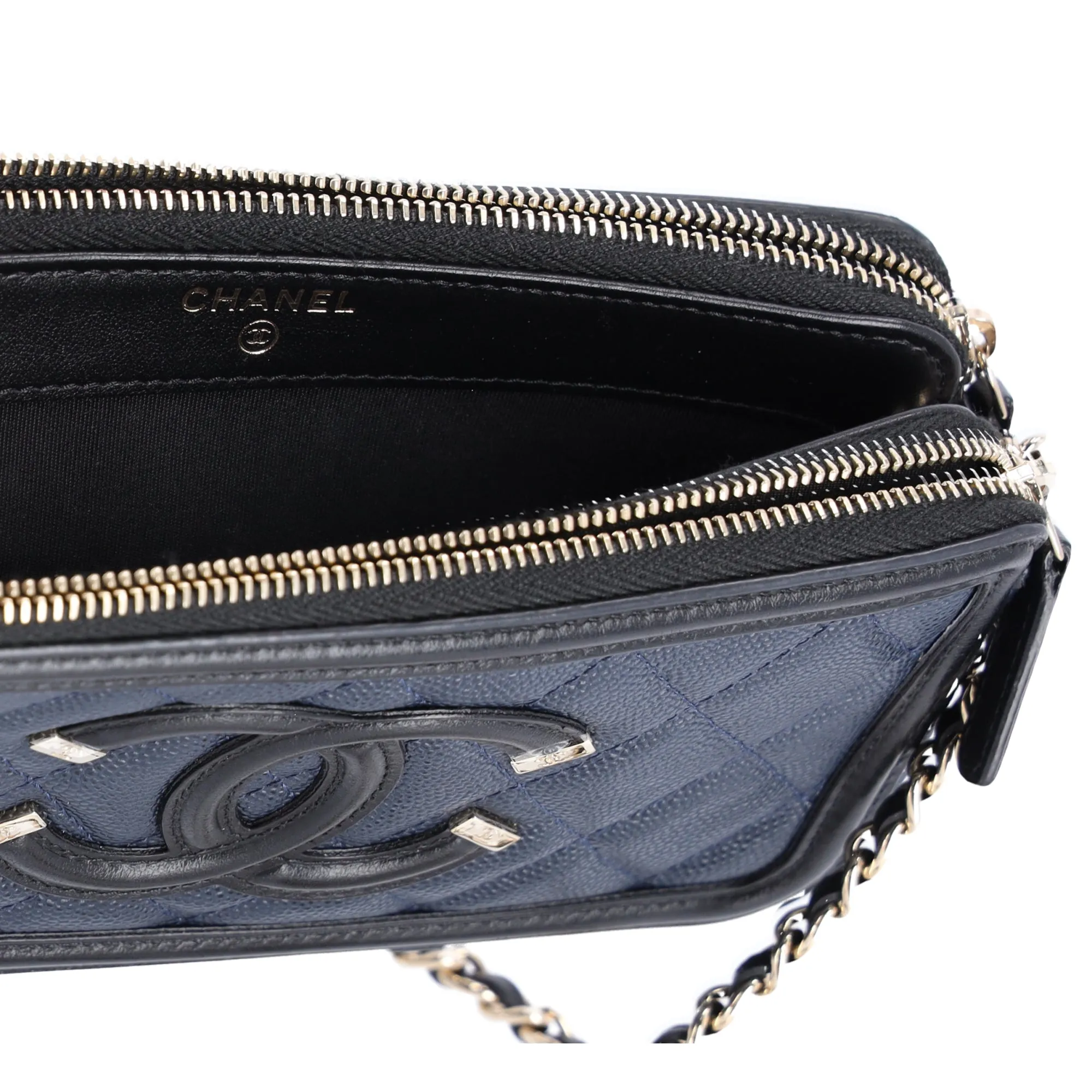 CHANEL Caviar Quilted CC Filigree Clutch With Chain Crossbody Bag Navy sold by Gaby's Bags product image thumbnail 2