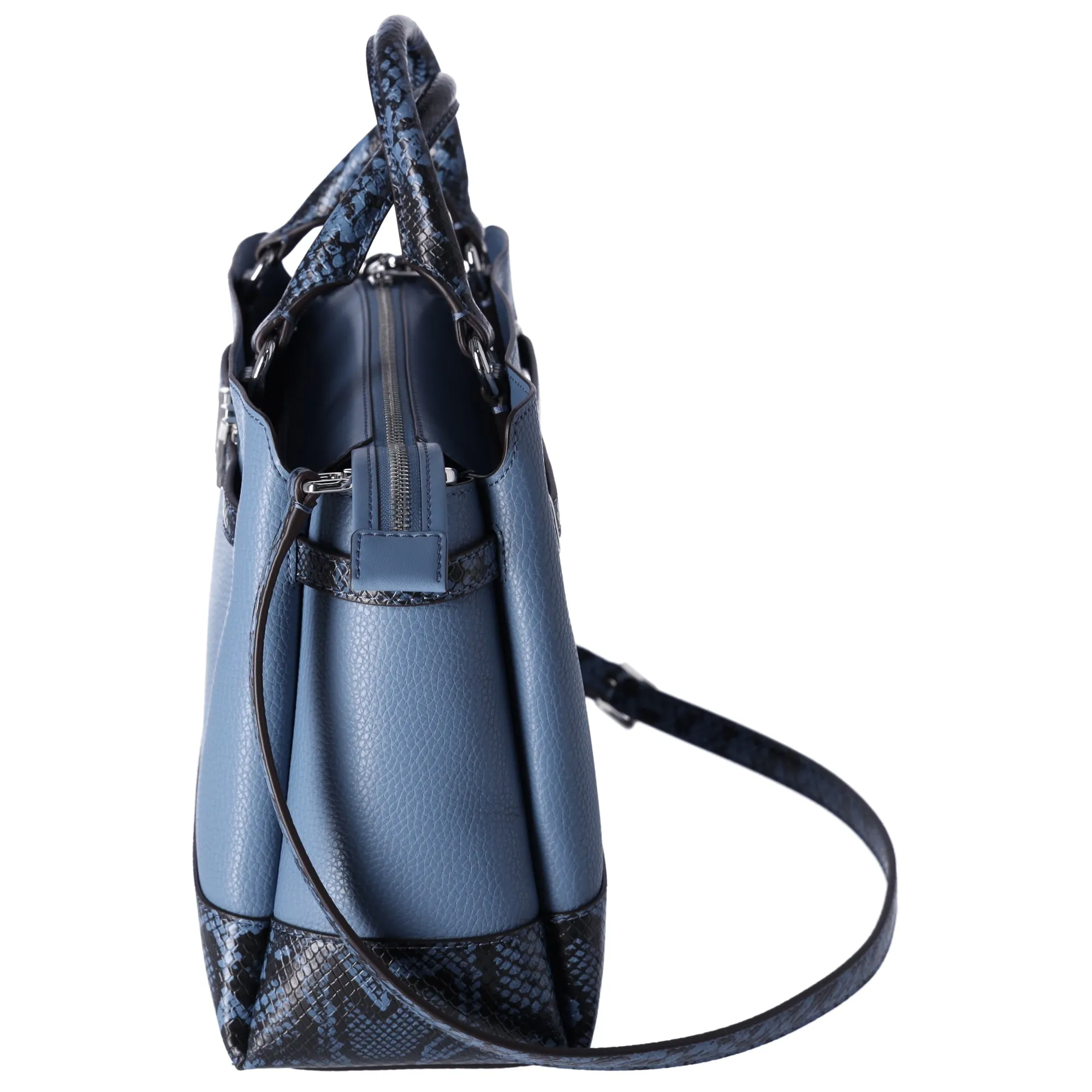 Michael Kors Reed Large Snake Skin Belted Satchel Crossbody Denim Blue sold by Gaby's Bags product image thumbnail 3