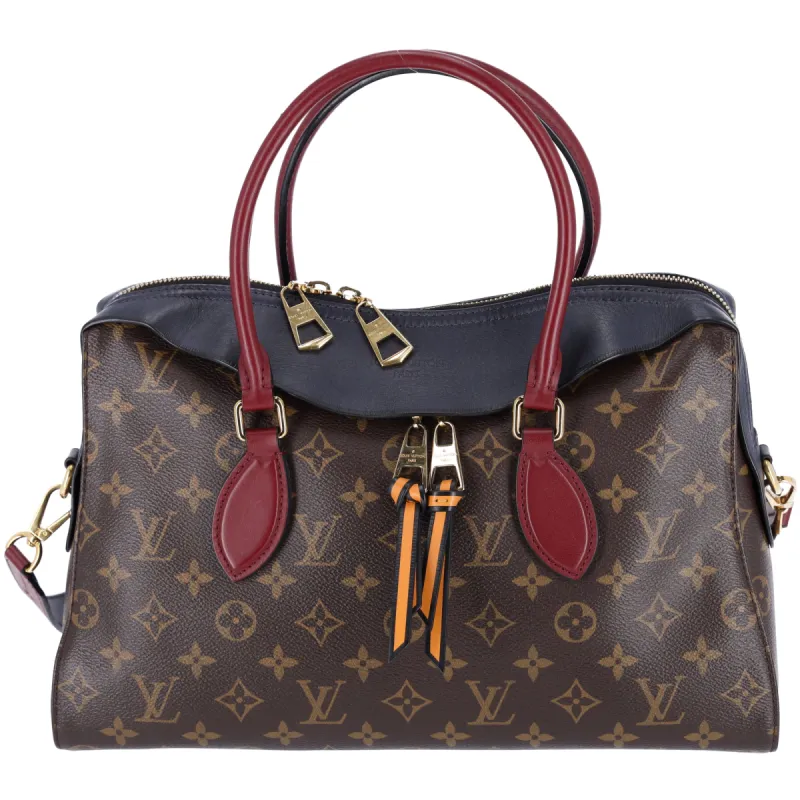 Louis Vuitton Tuileries Monogram Canvas Satchel Shoulder Bag Brown Blue sold by Gaby's Bags