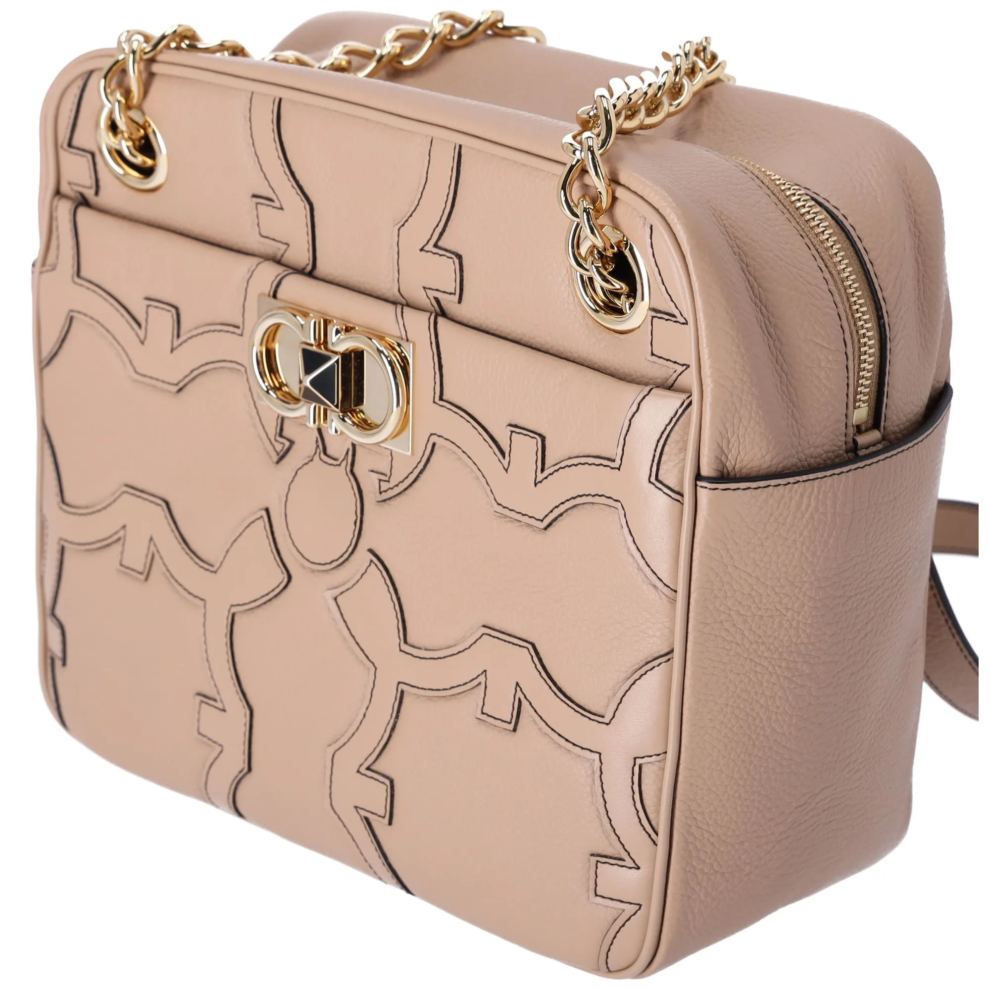 Salvatore Ferragamo Gancini Shoulder Bag 211412 Beige Leather sold by Gaby's Bags product image thumbnail 2