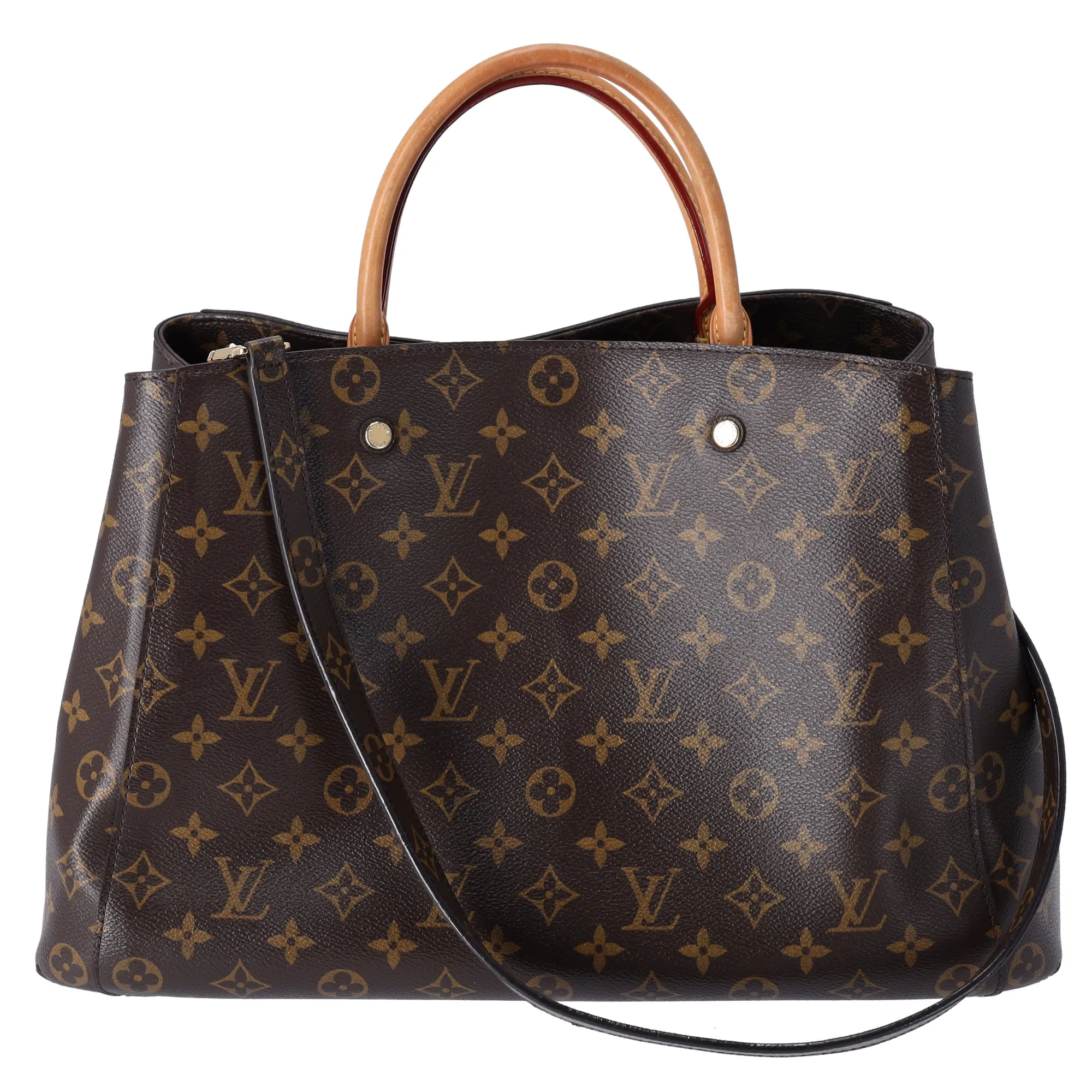 Louis Vuitton Montaigne GM Satchel Brown Monogram Top Handle Handbag M41067 sold by Gaby's Bags