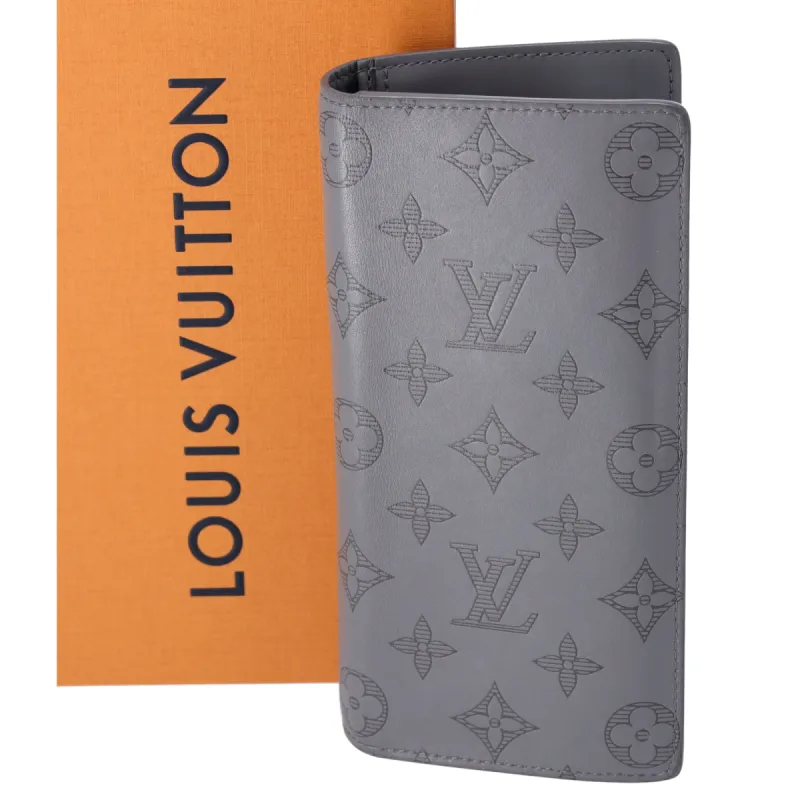 Louis Vuitton Gray Monogram Shadow Portefeuille Brazza M81335 Long Wallet sold by Gaby's Bags