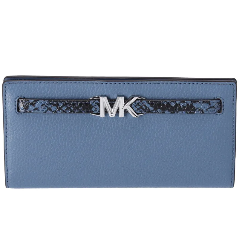 Michael Kors Reed Large Bifold Wallet Denim Blue Leather Exotic Multi made by Michael Kors