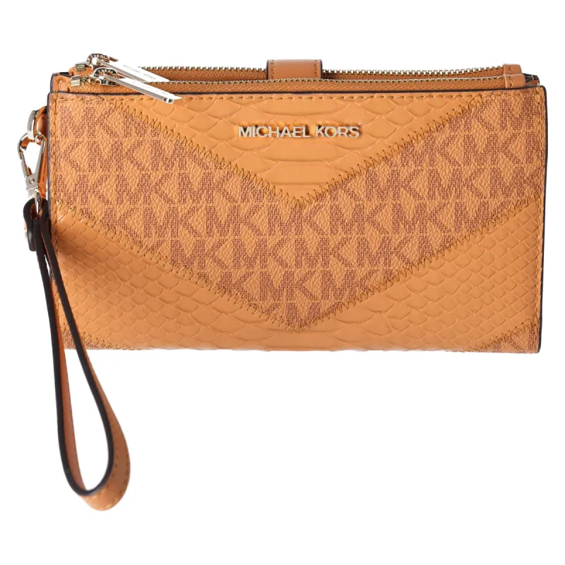 Michael Kors Jet Set Travel Large Double Zip Wallet MK Cider Yellow Multi Python sold by Gaby's Bags