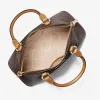 Michael Kors Veronica Medium Logo Dome Satchel Brown MK Signature Logo Acorn sold by Gaby's Bags