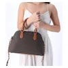 Michael Kors Veronica Medium Logo Dome Satchel Brown MK Signature Logo Acorn sold by Gaby's Bags