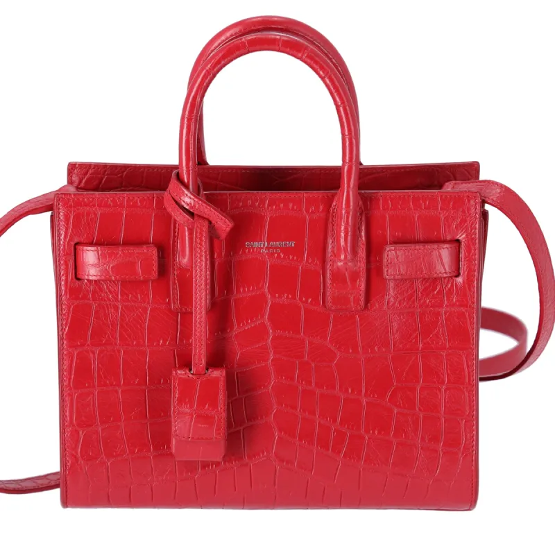 YVES SAINT LAURENT YSL Sac De Jour Nano Satchel Crossbody Embossed Croc Red sold by Gaby's Bags