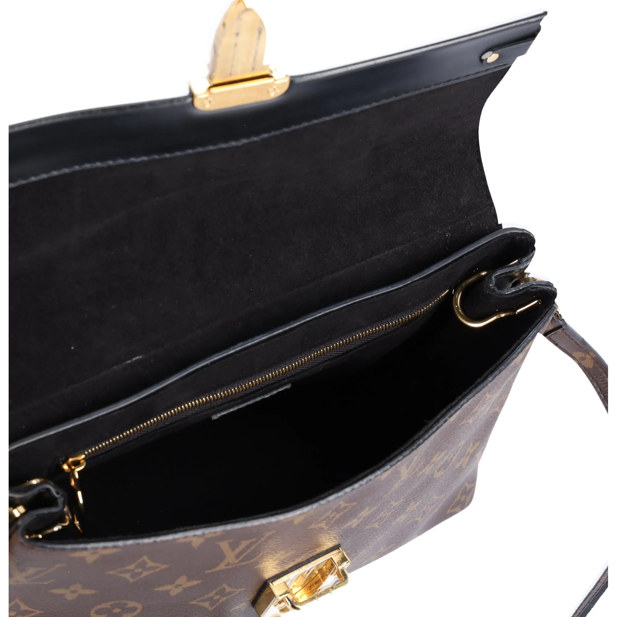 Louis Vuitton One Handle Flap Bag MM Monogram Handbag M43125 Brown Black sold by Gaby's Bags product image thumbnail 3