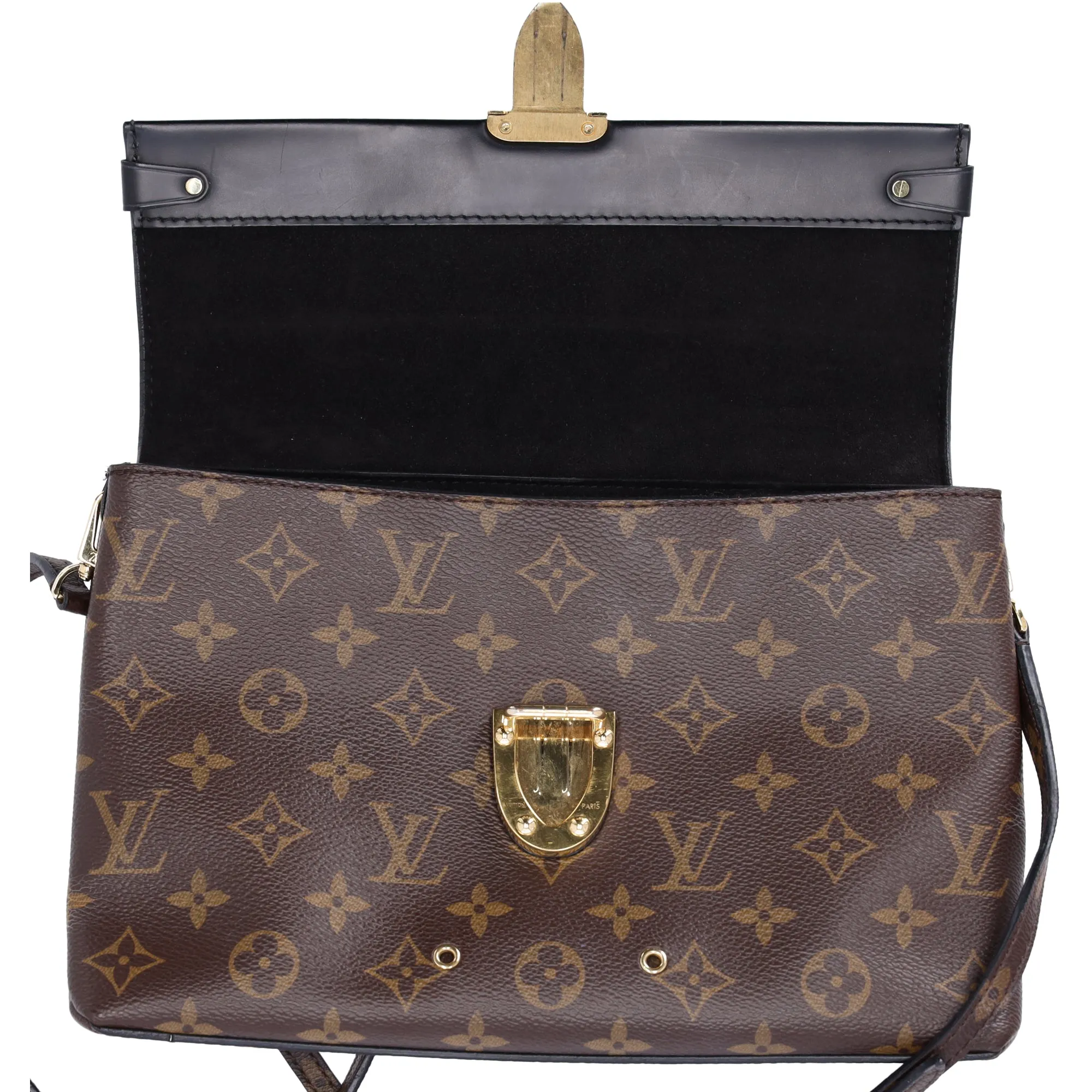 Louis Vuitton One Handle Flap Bag MM Monogram Handbag M43125 Brown Black sold by Gaby's Bags product image thumbnail 2