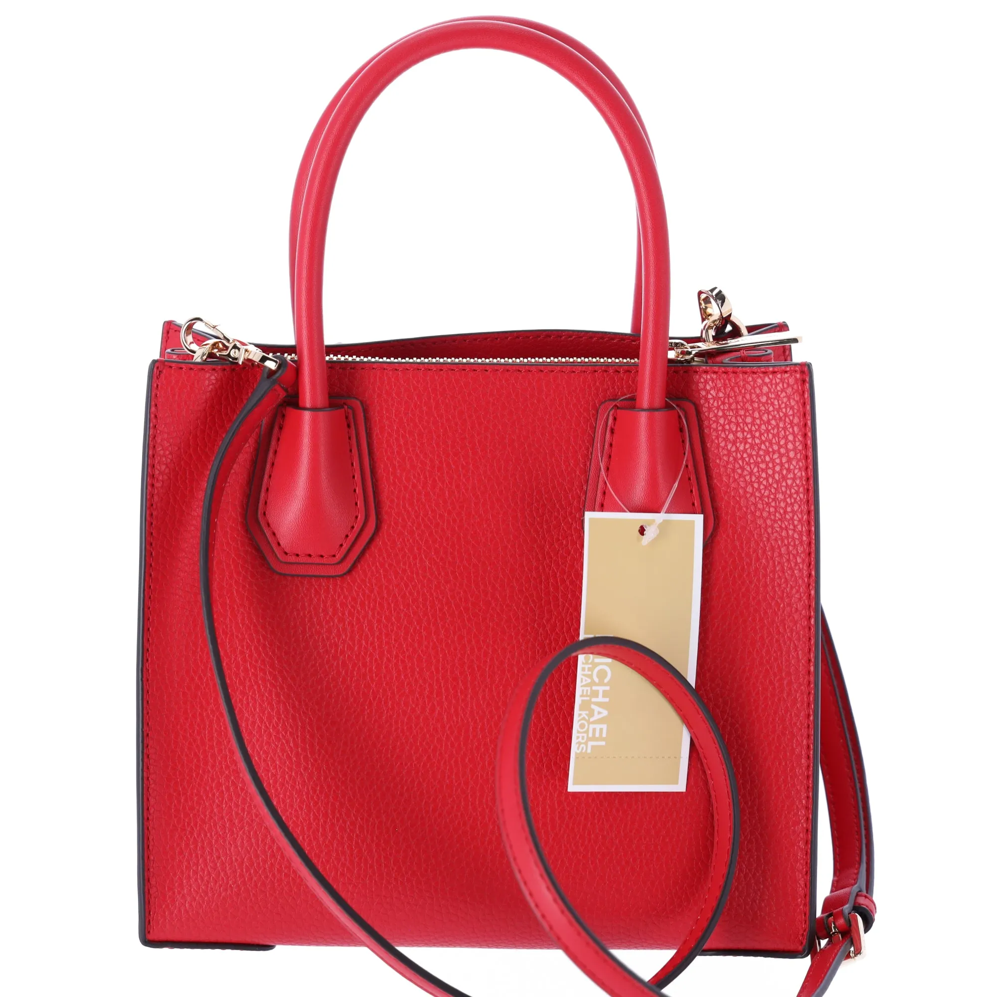 Michael Kors Mercer Medium Bright Red Pebble Leather Messenger Crossbody sold by Gaby's Bags product image thumbnail 4