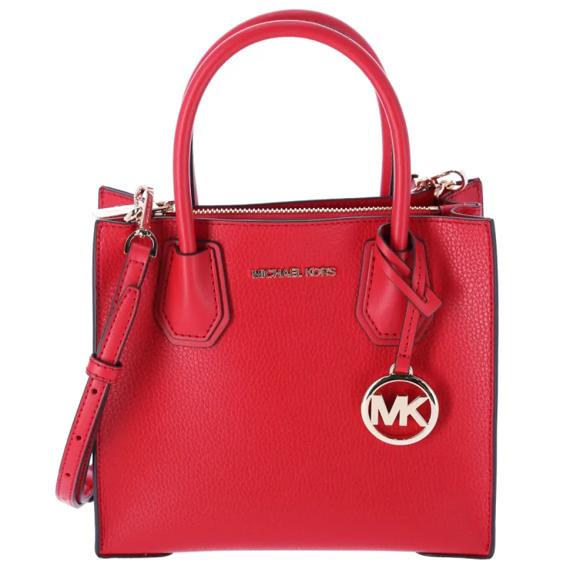 Michael Kors Mercer Medium Bright Red Pebble Leather Messenger Crossbody sold by Gaby's Bags