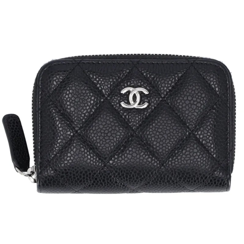 CHANEL Caviar Quilted Classic Medium Zip Coin Wallet Black sold by Gaby's Bags