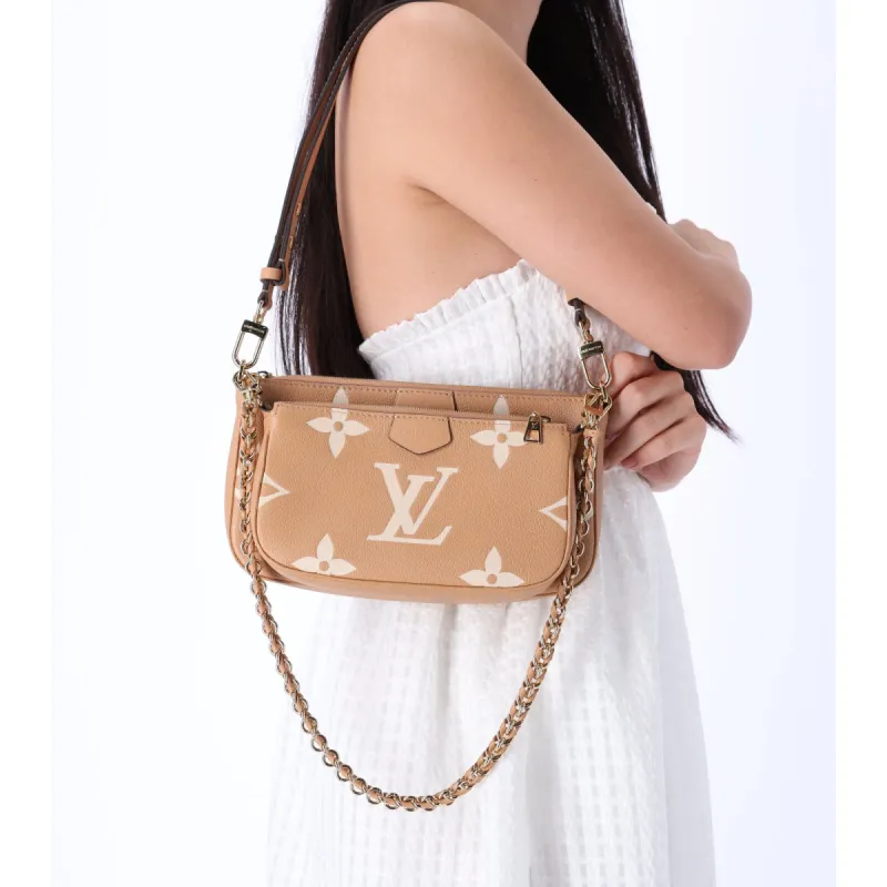Louis Vuitton Multi Pochette Accessoires Monogram Empreinte Shoulder Bag M45983 Arizona Beige sold by Gaby's Bags