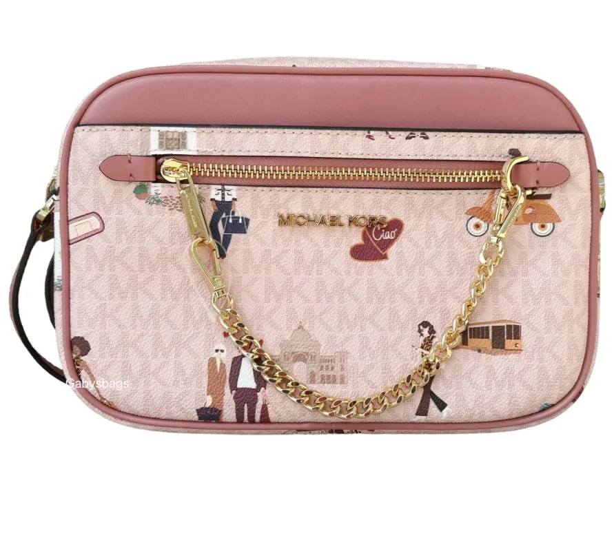 Michael Kors JetSet EastWest ChainCrossbody DarkPink MK MilanGirls sold by Gaby's Bags