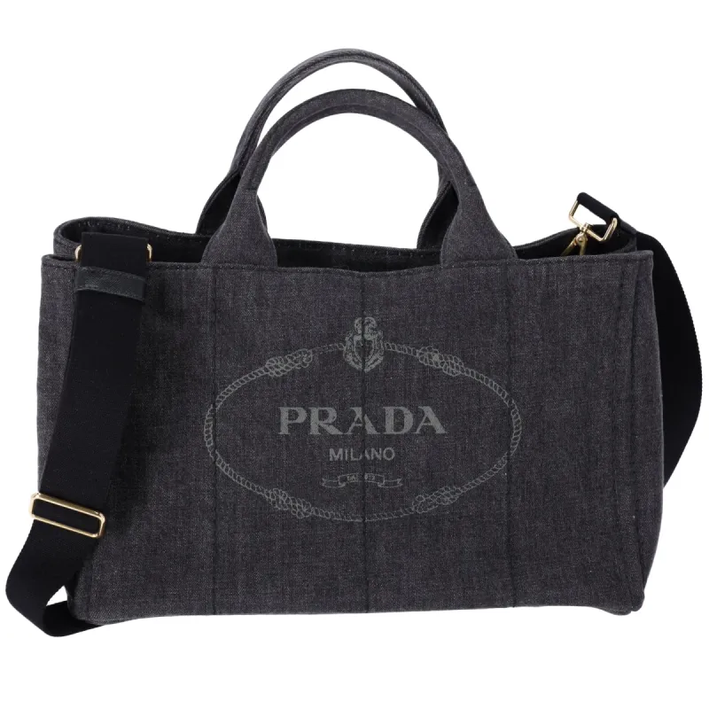 PRADA Canapa Large Tote Bag Dark Gray Denim sold by Gaby's Bags
