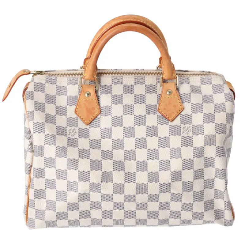 Louis Vuitton Azur Damier Speedy 30 Canvas Duffle Bag N41533 made by Louis Vuitton