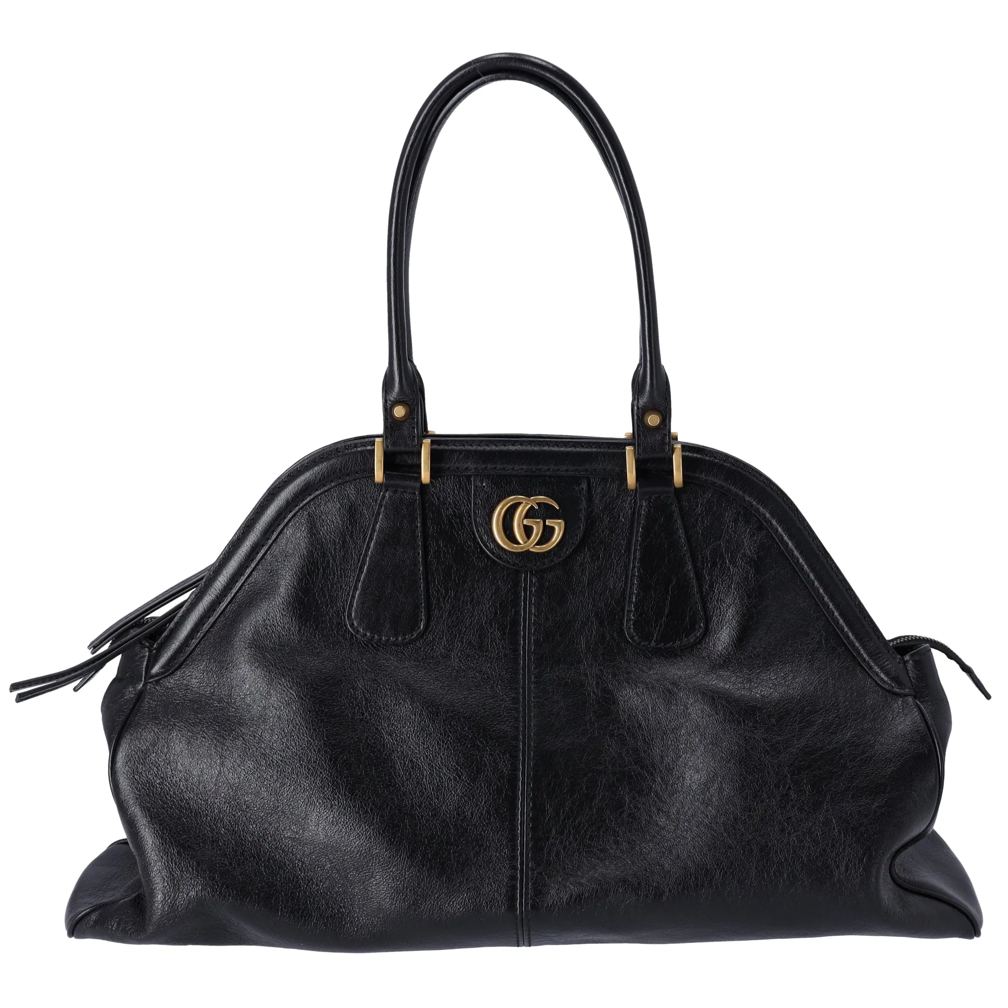 GUCCI GG Marmont Re(belle) Large Top Handle Tote 515937 Black Leather sold by Gaby's Bags
