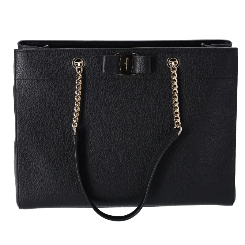 Salvatore Ferragamo Vara Large Tote Bag 21H500 Black Leather sold by Gaby's Bags