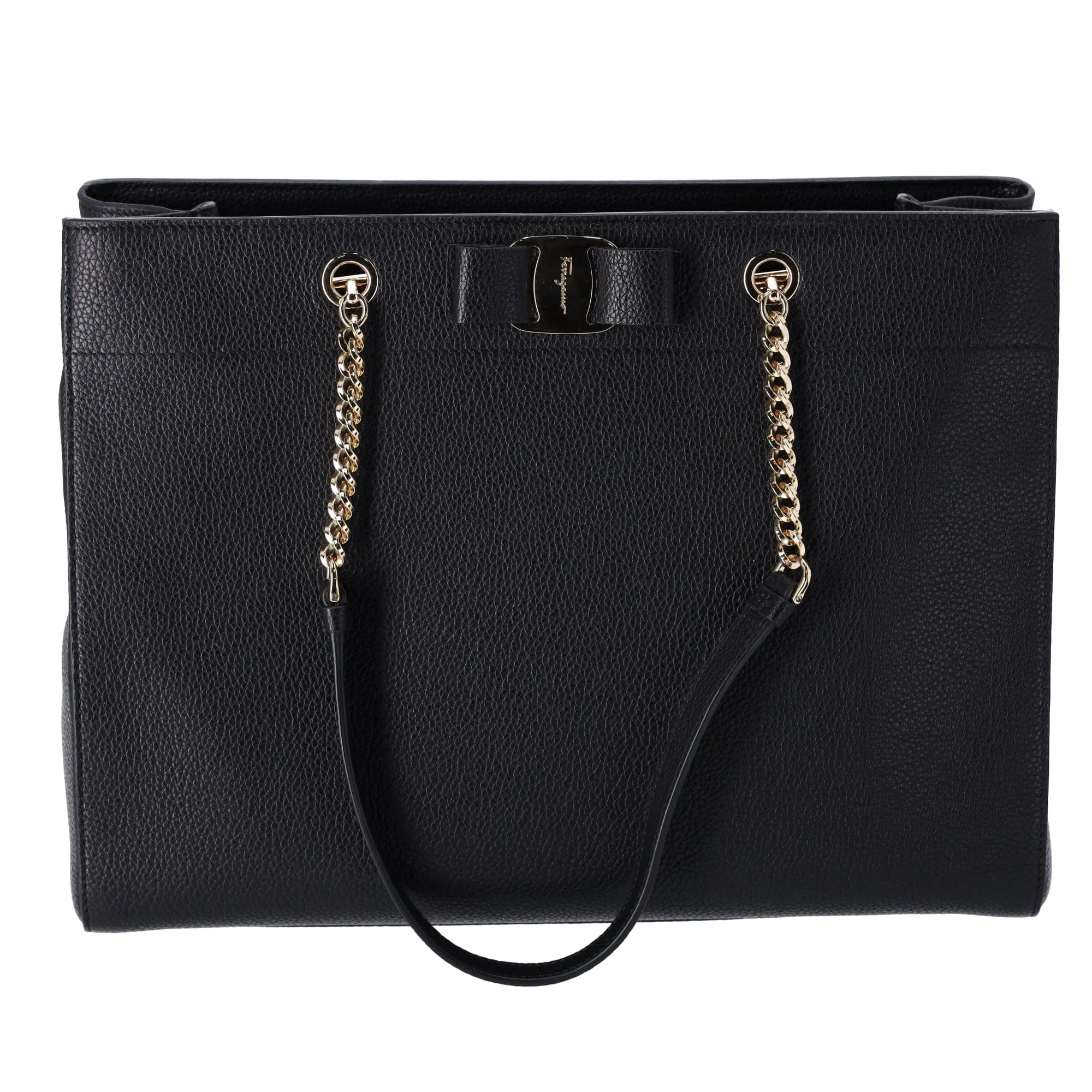 Salvatore Ferragamo Vara Large Tote Bag 21H500 Black Leather sold by Gaby's Bags