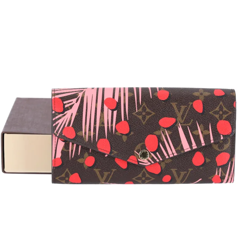 Louis Vuitton Sarah Flap Wallet Brown Monogram Jungle Dot Sugar Pink Poppy sold by Gaby's Bags
