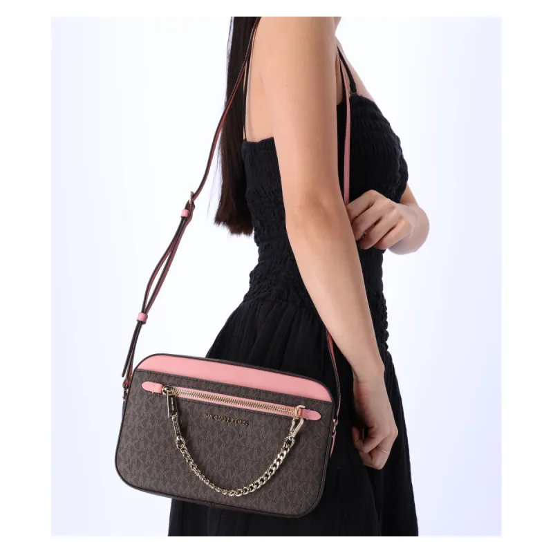 Michael Kors Jet Set Chain East West Large Crossbody Brown MK Primrose Pink made by Michael Kors