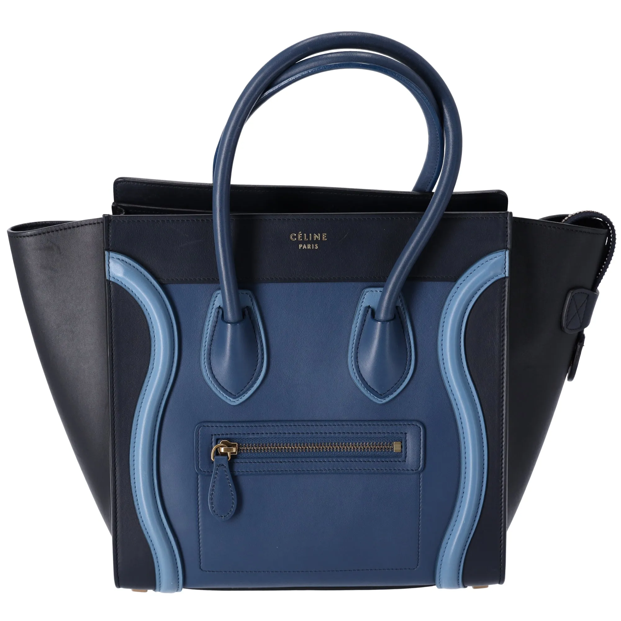 CELINE Luggage Micro Shopper Handbag Dark Navy Navy Blue Smooth Leather sold by Gaby's Bags