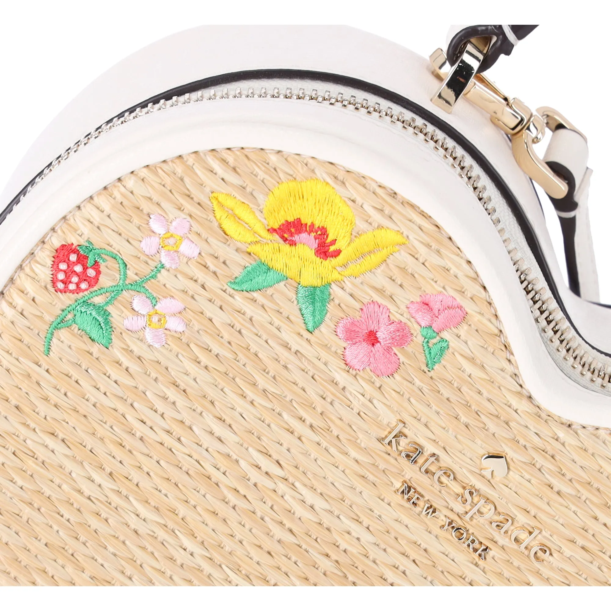 Kate Spade Love Shack Rattan Heart Purse Flowers Embroidered Meringue Multi sold by Gaby's Bags product image thumbnail 3